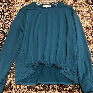 Sincerely Jules Teal Long Sleeve Sweatshirt Top Size Large Gathered Bottom